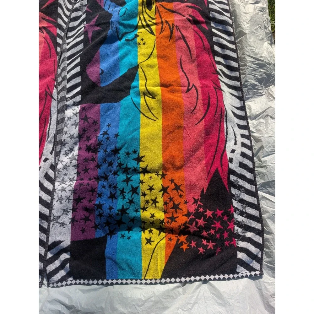 2x Sonoma Outdoors Rainbow Unicorn Beach Bath Towels 59x32 Reversible